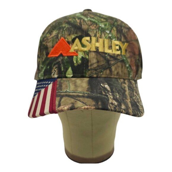 Mossy Oak Ashley Camo Strapback Cap Hat Trucker Baseball Hunter Logo Flag NWT - Picture 13 of 14